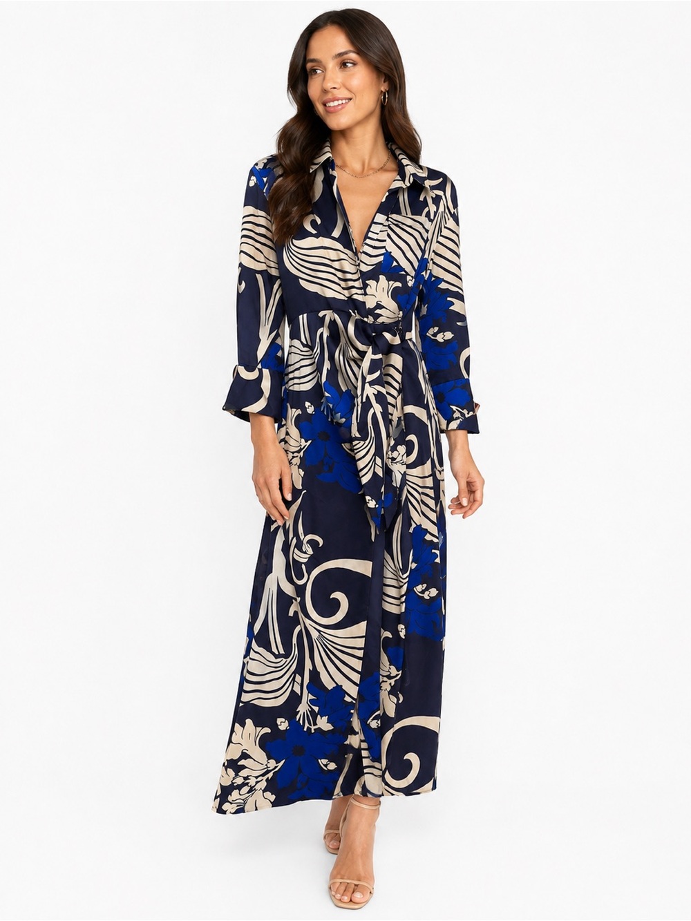Zara floral print belted maxi dress – size M